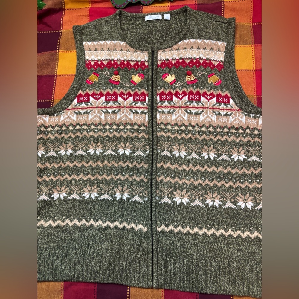 Vintage Christmas Vest Sweater sz 2X